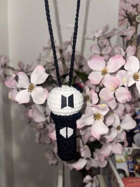 Handmade Crochet BTS Army Bomb Lip balm Holder  - Black & White